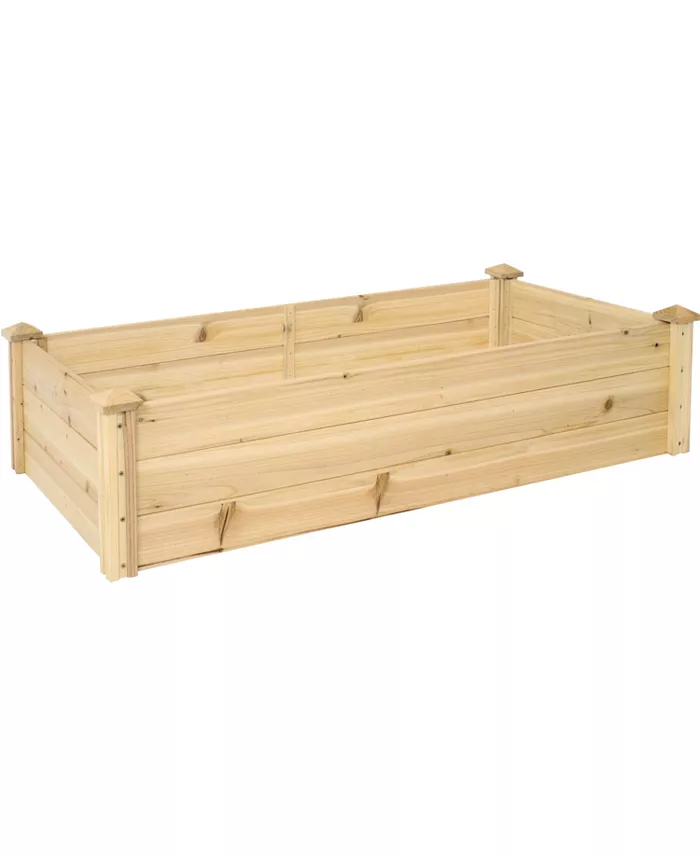Sunnydaze Decor Wooden Fir Square Raised Garden Bed - 24 x 48.25 in - Natural - Intensery