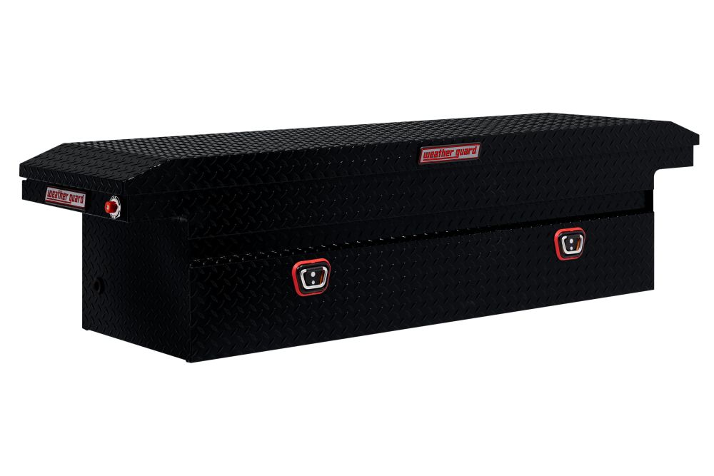 Weather Guard Saddle Box Aluminum Full Low Profile Gloss Black - Intensery