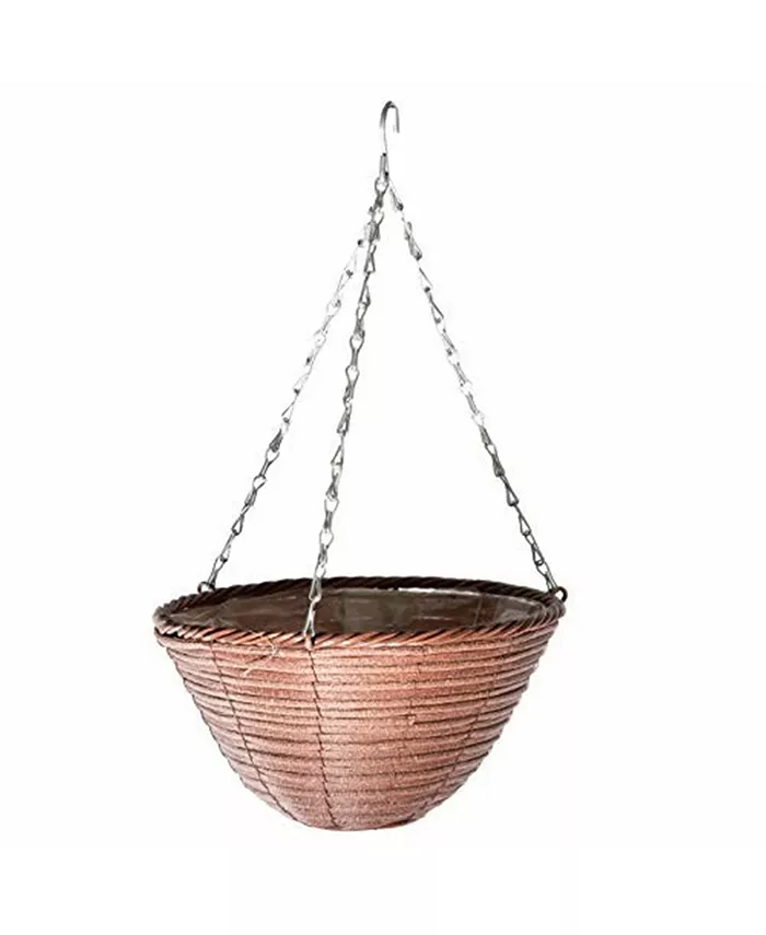 Gardener's Select GSARA3627 Woven Plastic Rattan Hanging Basket， Rusty - Intensery