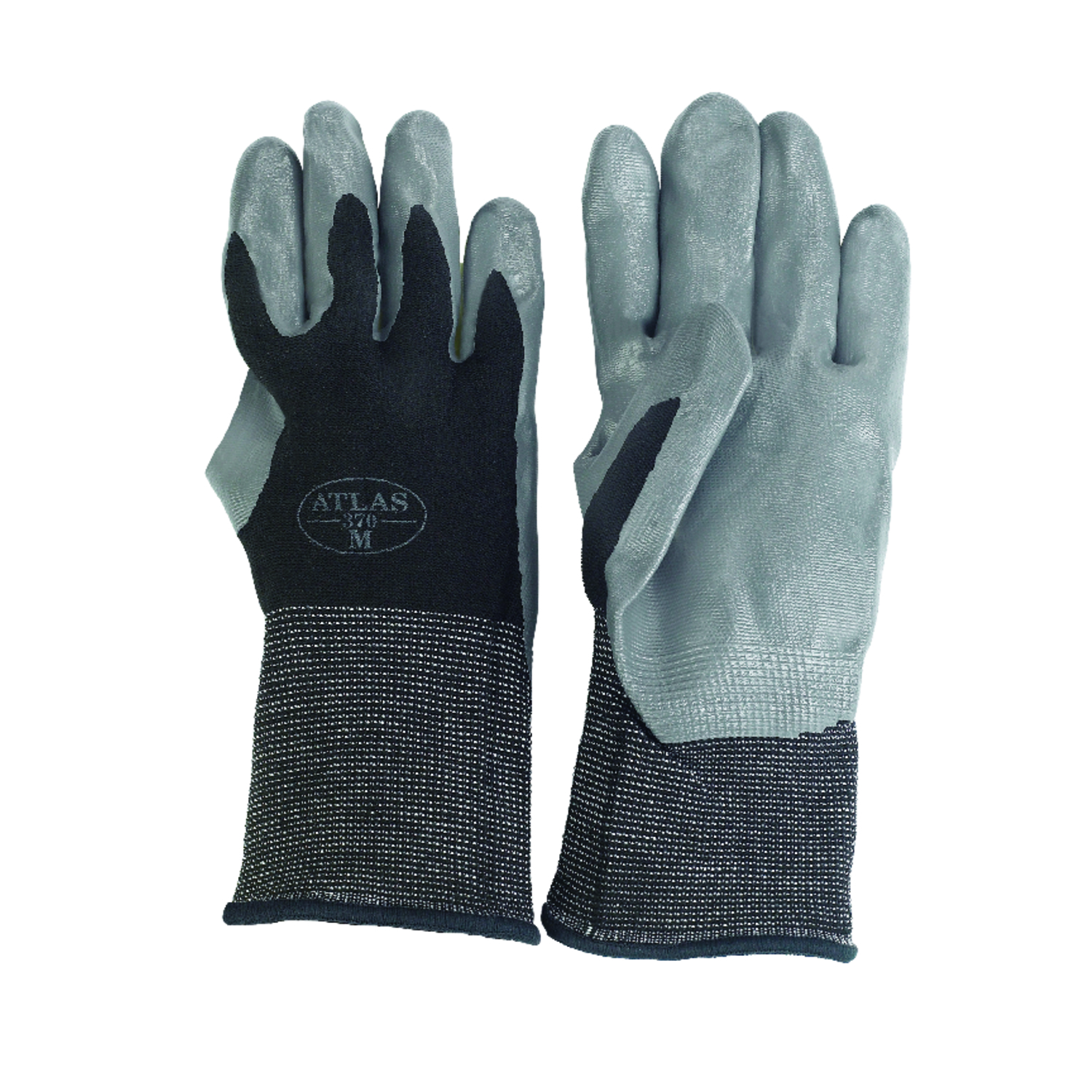 Atlas Unisex Indoor/Outdoor Dipped Gloves Black/Gray M 1 pair - Intensery