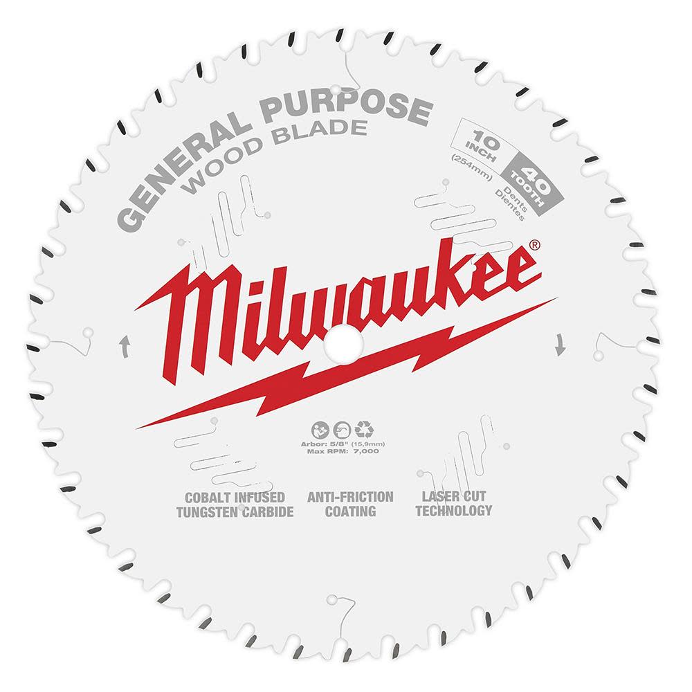 Milwaukee 10 in. 40T General Purpose Circular Saw Blade 48-40-1024 from Milwaukee - Intensery