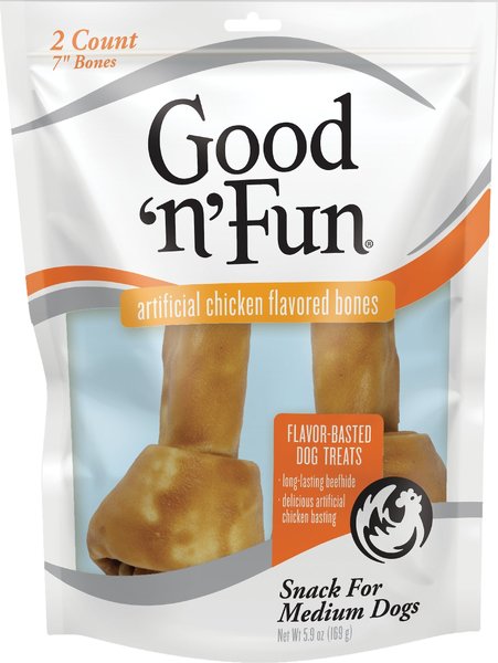 Good 'n' Fun Bones Chicken 7-in Dog Treats， 2 count - Intensery