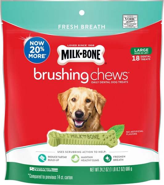 Milk-Bone Fresh Breath Brushing Chews Daily Dental Large Dog Treats - Intensery