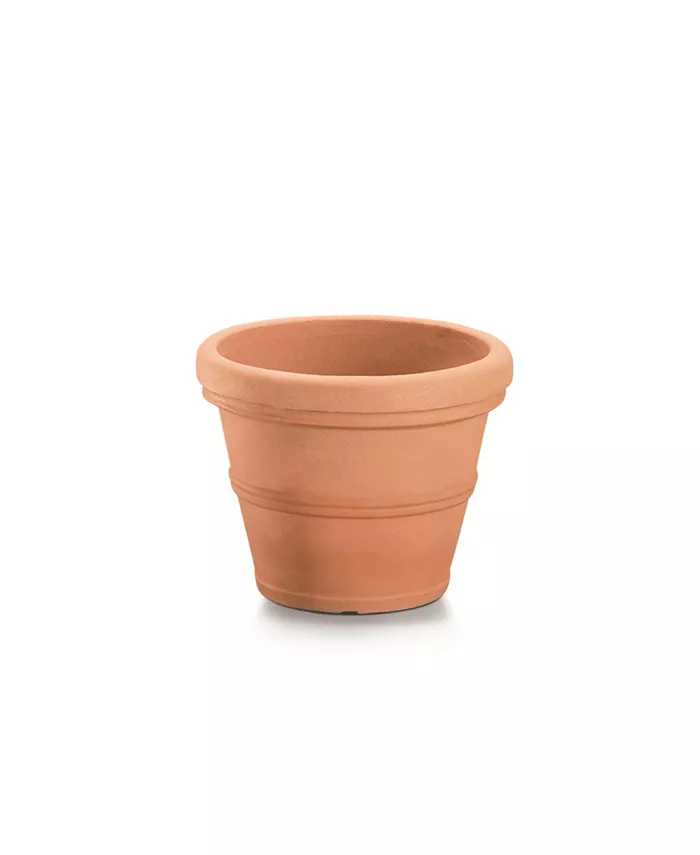 Garden Elements Turin Round Plastic Outdoor Planter Terracotta 16 Inches - Intensery