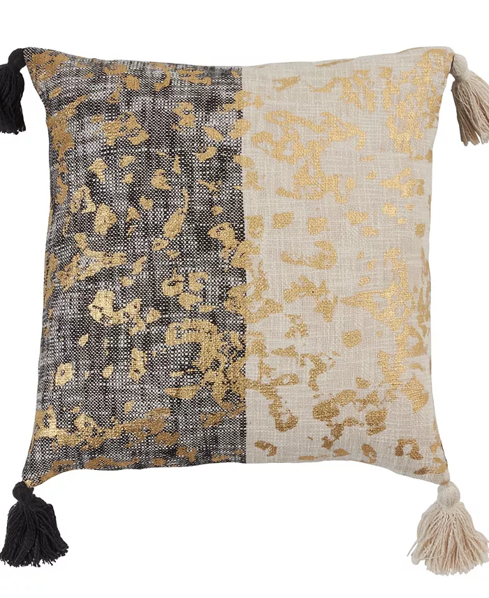 Saro Lifestyle Two-Tone Foil Print Decorative Pillow， 20