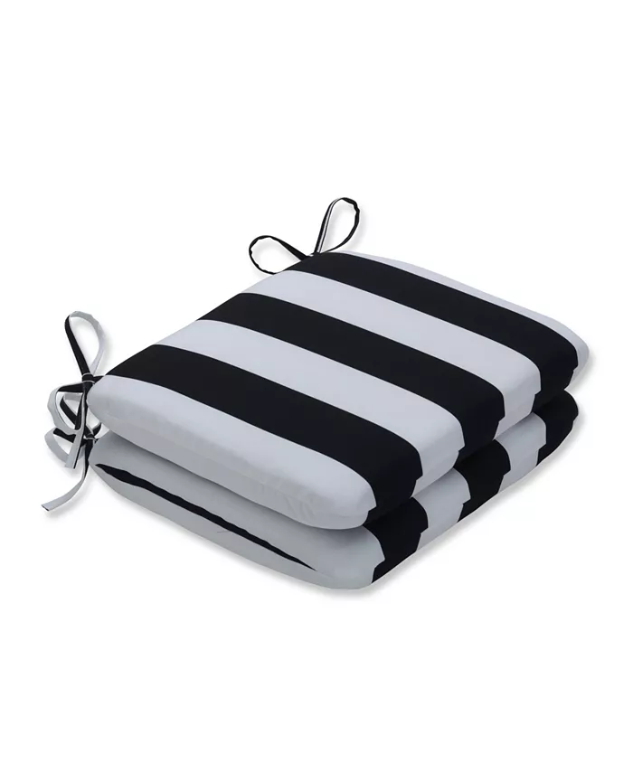 Pillow Perfect Cabana Stripe Rounded Corners Seat Cushion， Set of 2 - Intensery