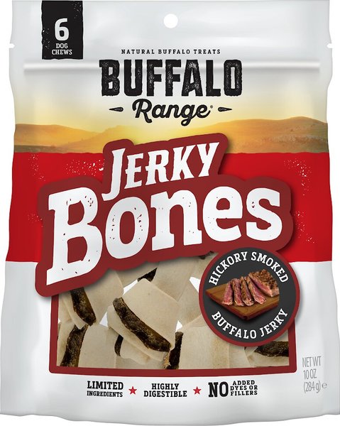 Buffalo Range All Natural Grain-Free Jerky Bone Rawhide Dog Treats - Intensery