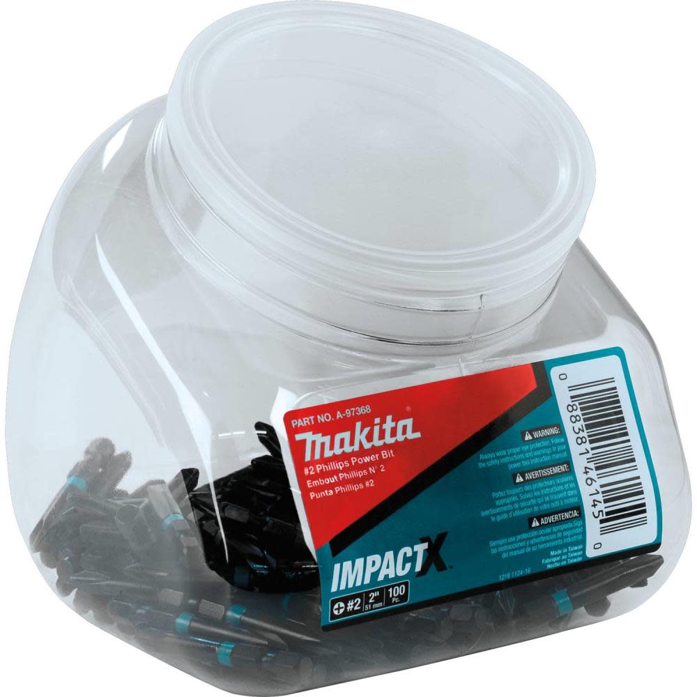 Makita Impact X #2 Phillips 2 Power Bit 100/pk Jar A-97368 from Makita - Intensery
