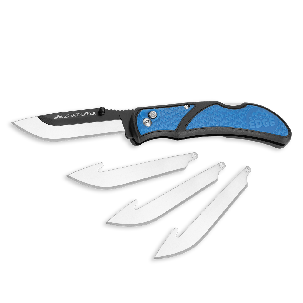 Outdoor Edge RazorLite EDC Folding Knife with 4 Blades Blue 3 - Intensery
