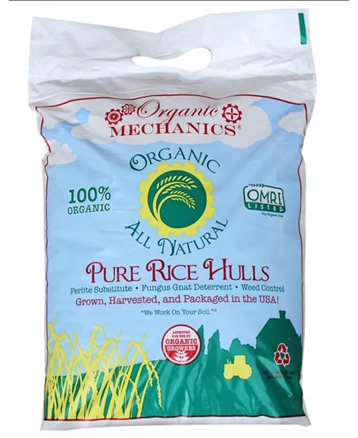 ORGANIC MECHANICS Pure Rice Hulls Perlite Substitute Soil Amendment， Potting Soil， 8 Quart Bag - Intensery