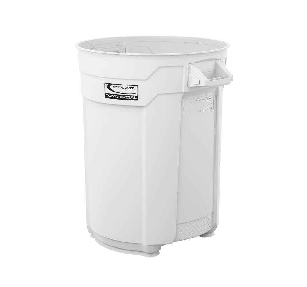 Plastic Utility Trash Can55 Gallon， White - Intensery