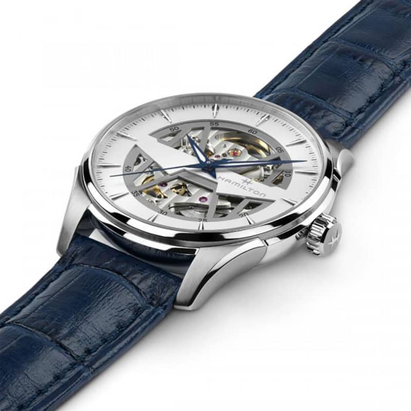 Hamilton Jazzmaster Skeleton Auto White Dial Blue Leather Watchļ¼?40mm - Intensery