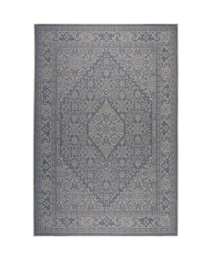 Nicole Miller Patio Country Dahlia Blue Outdoor Area Rug Collection - Intensery