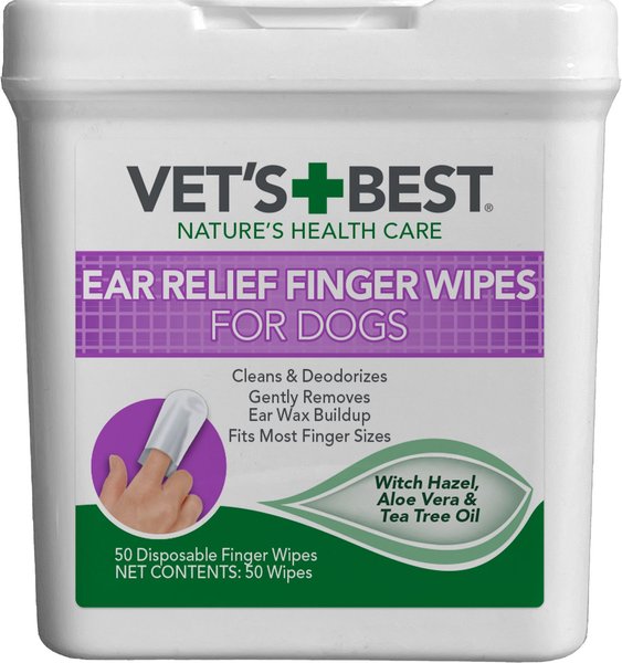 Vet's Best Ear Relief Finger Dog Wipes， 50 count - Intensery