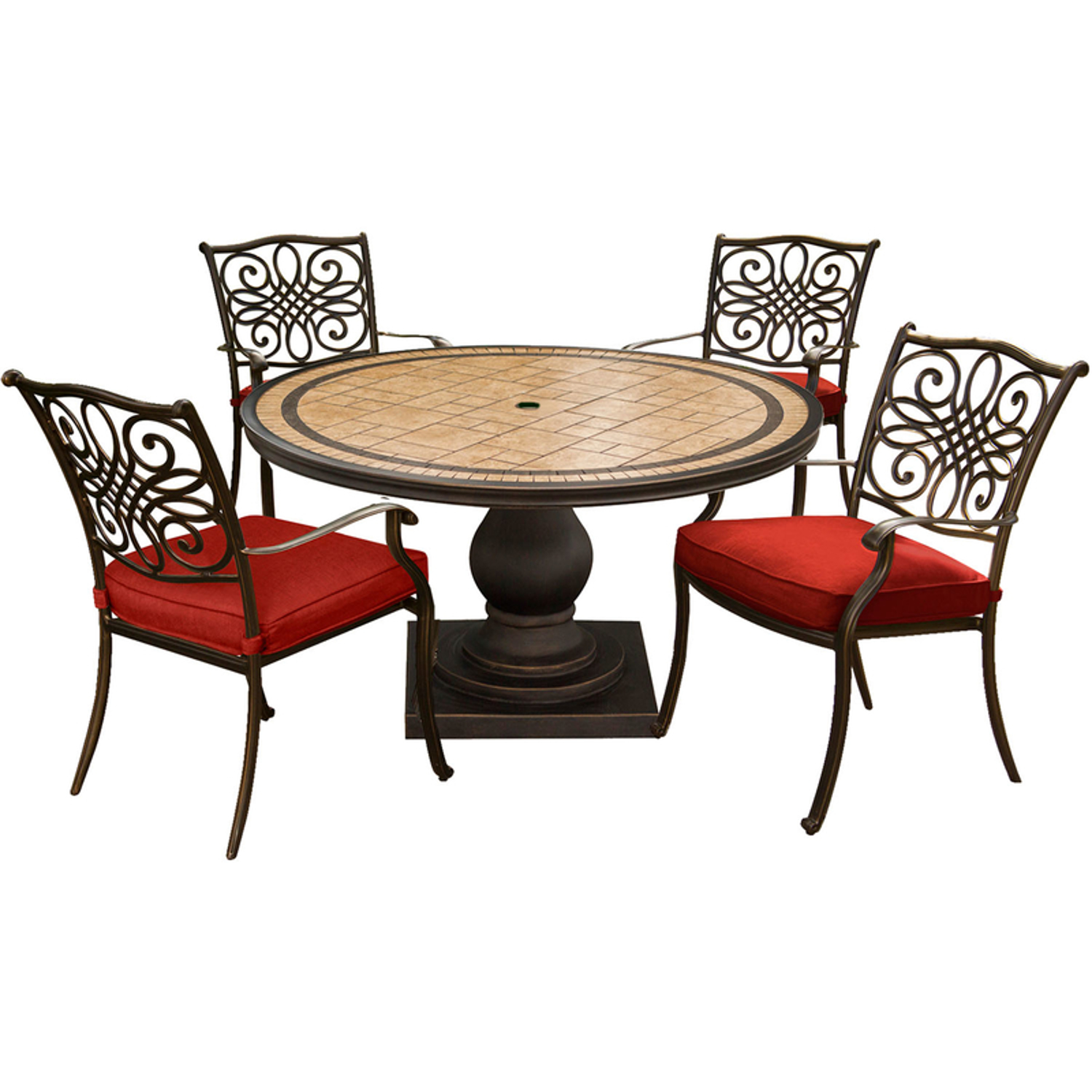 Hanover Monaco 5 pc Bronze Aluminum Traditional Dining Set Red - Intensery