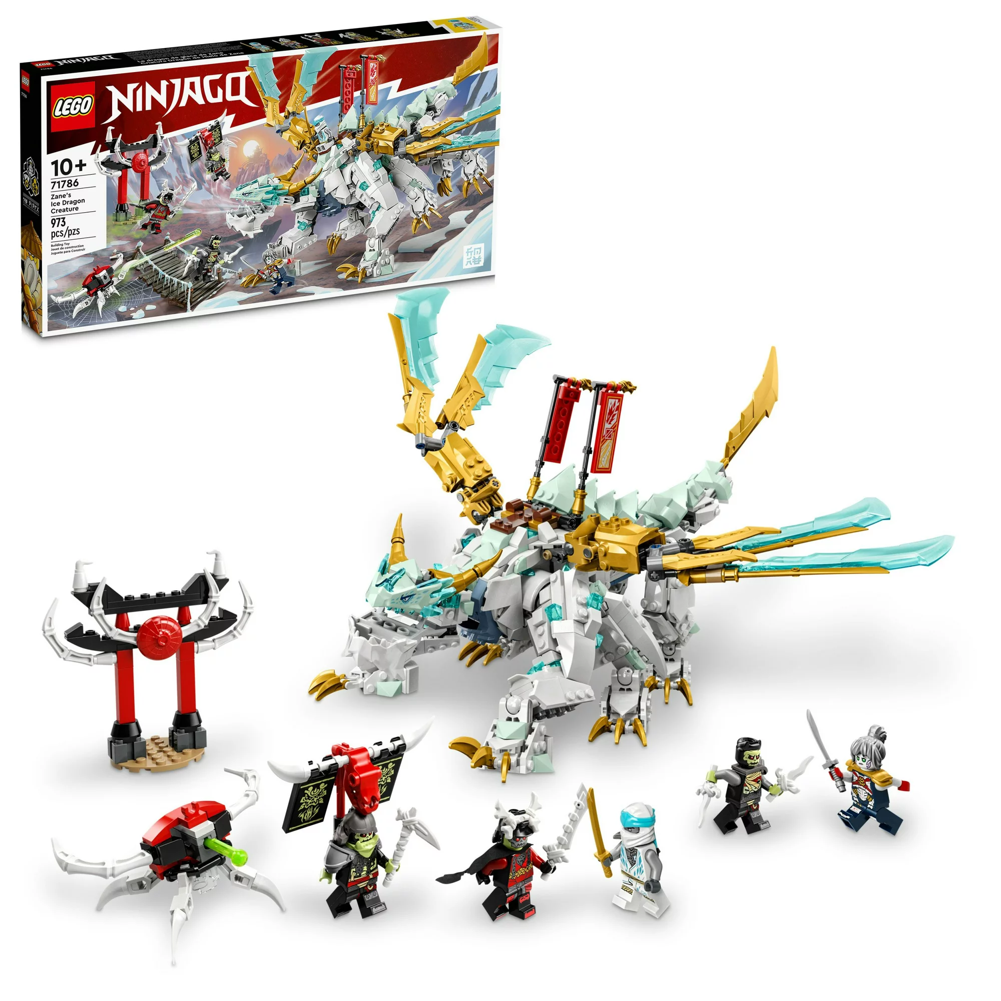 Lego Ninjago Zane’s Ice Dragon Creature 71786 Building Toy Set (973 Pieces) - Intensery