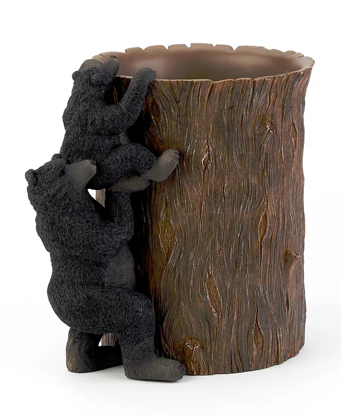 Avanti Black Bear Lodge Wastebasket - Intensery