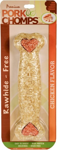 Premium Pork Chomps Chicken Flavor Crunchy Bone Dog Treat - Intensery