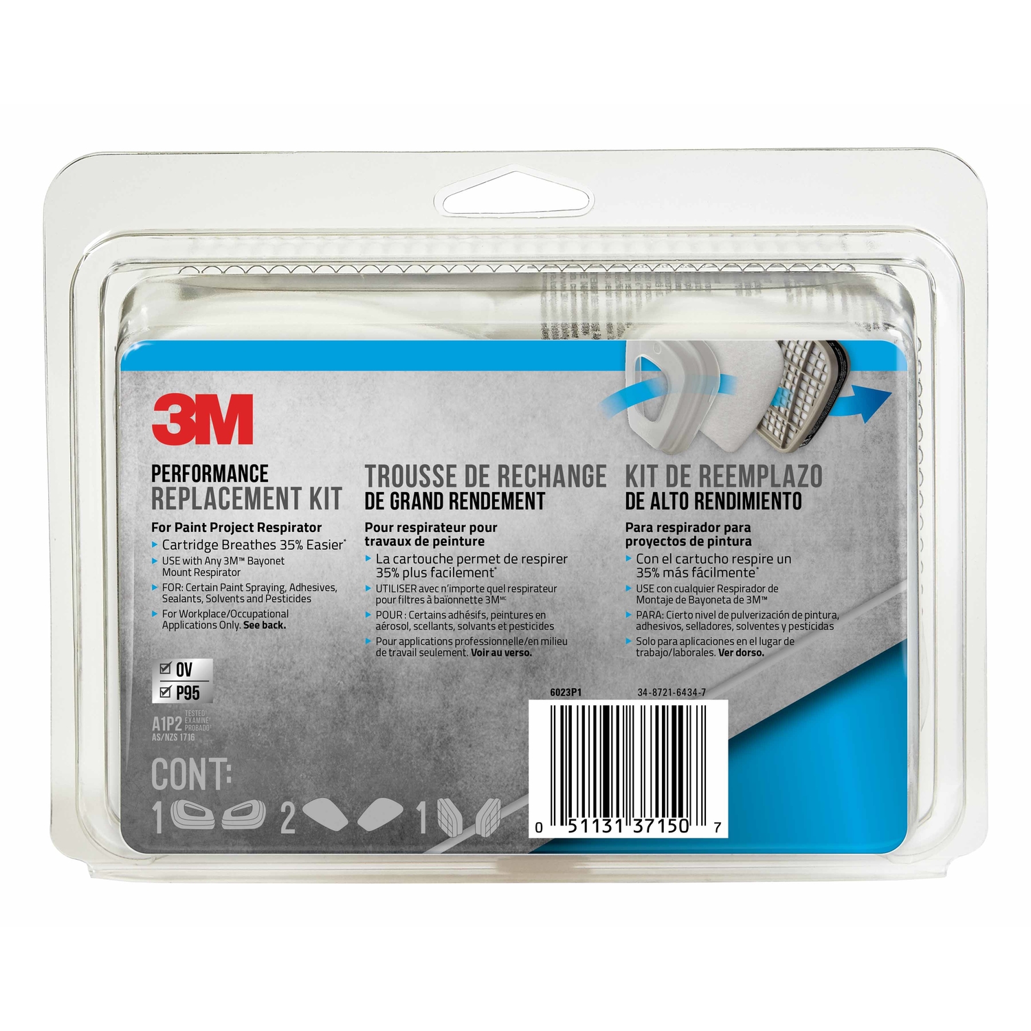 3M P95 Paint Project Respirator Supply Kit 6000 \u0026 7000 Gray 8 pc - Intensery