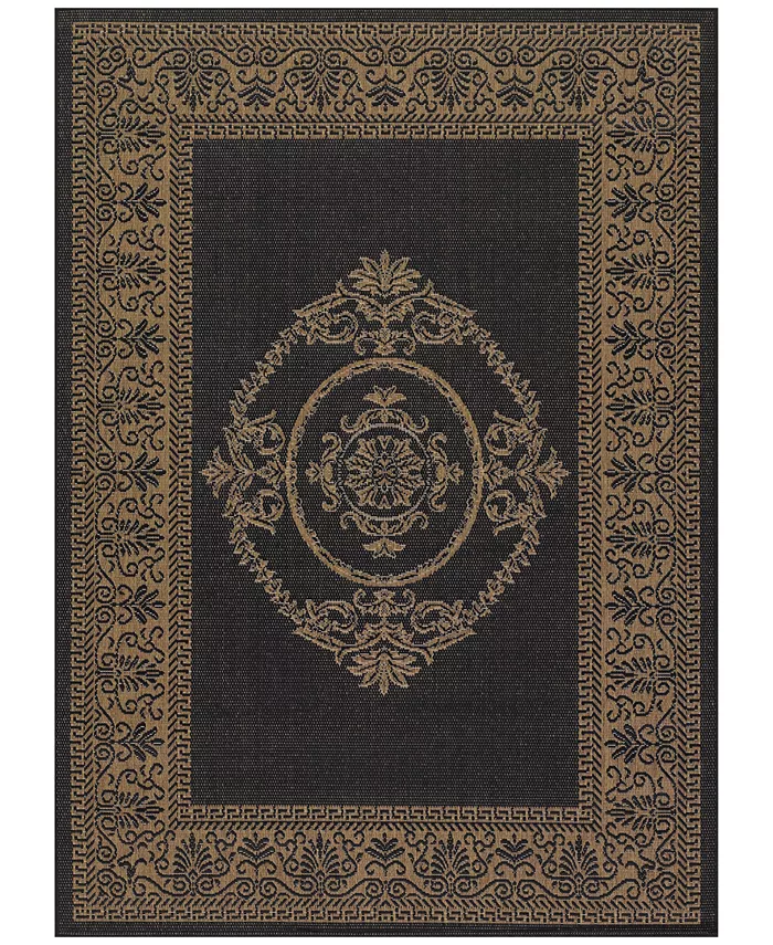 Couristan CLOSEOUT! Recife Indoor Outdoor Antique Medallion Black-Cocoa Area Rugs - Intensery