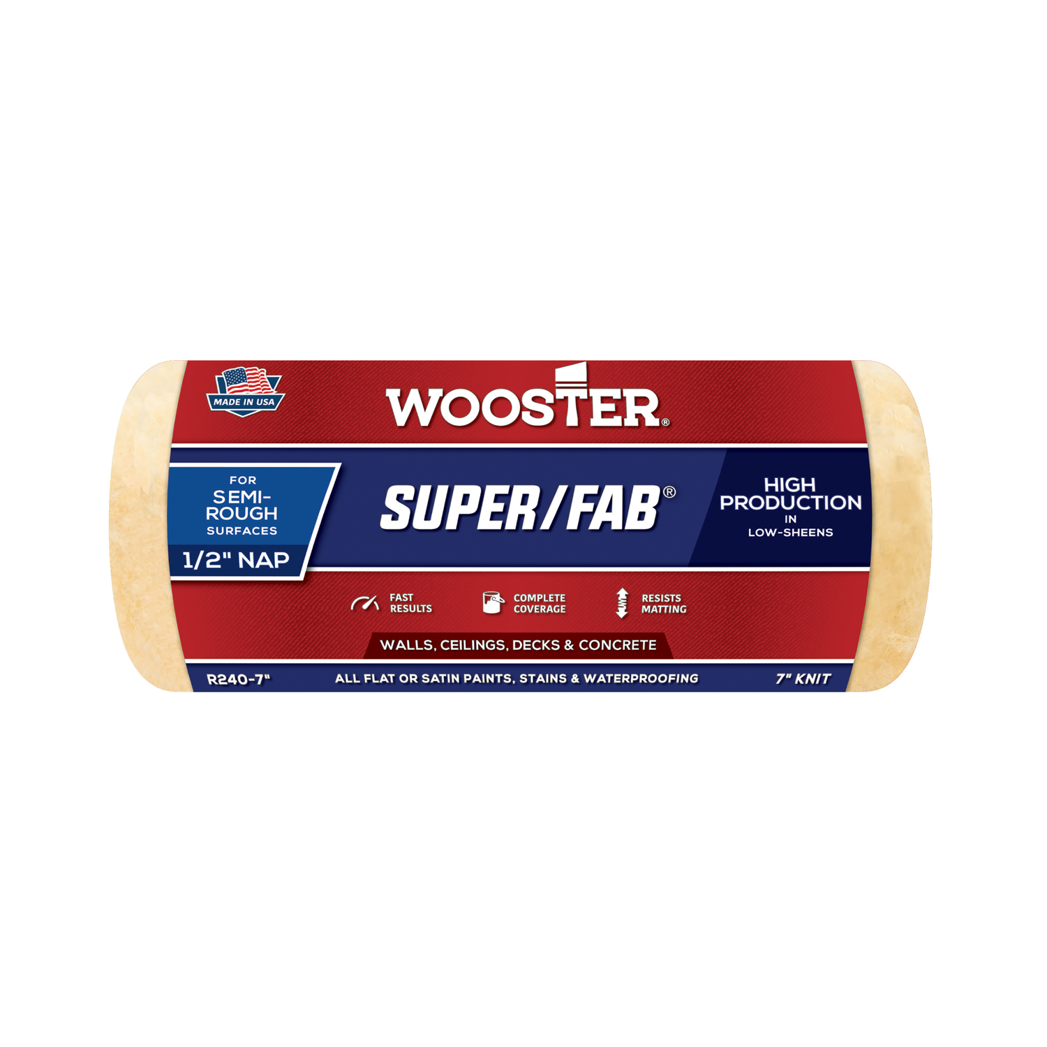 Wooster Super/Fab Knit 7 in. W X 1/2 in. Regular Paint Roller Cover 1 pk - Intensery
