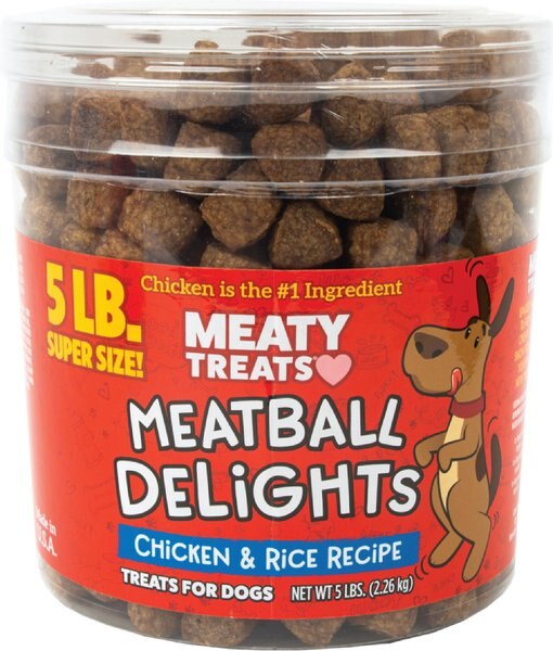 Meaty Treats Meatball Delights Chicken and Rice Recipe Soft and Chewy Dog Treats， 5-lb canister - Intensery
