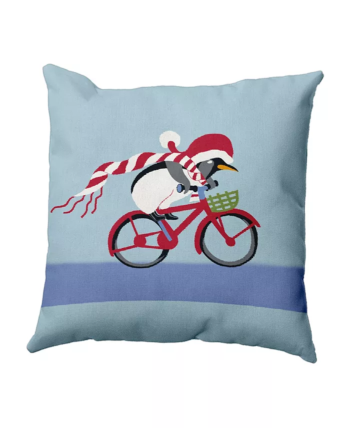 E by Design 16 Inch Light Blue Decorative Christmas Throw Pillow - Intensery
