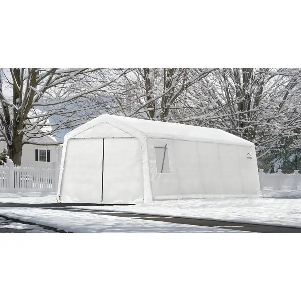 ShelterLogic 11' x 20' x 8' Northern Shelter Peak with Curtain - Intensery