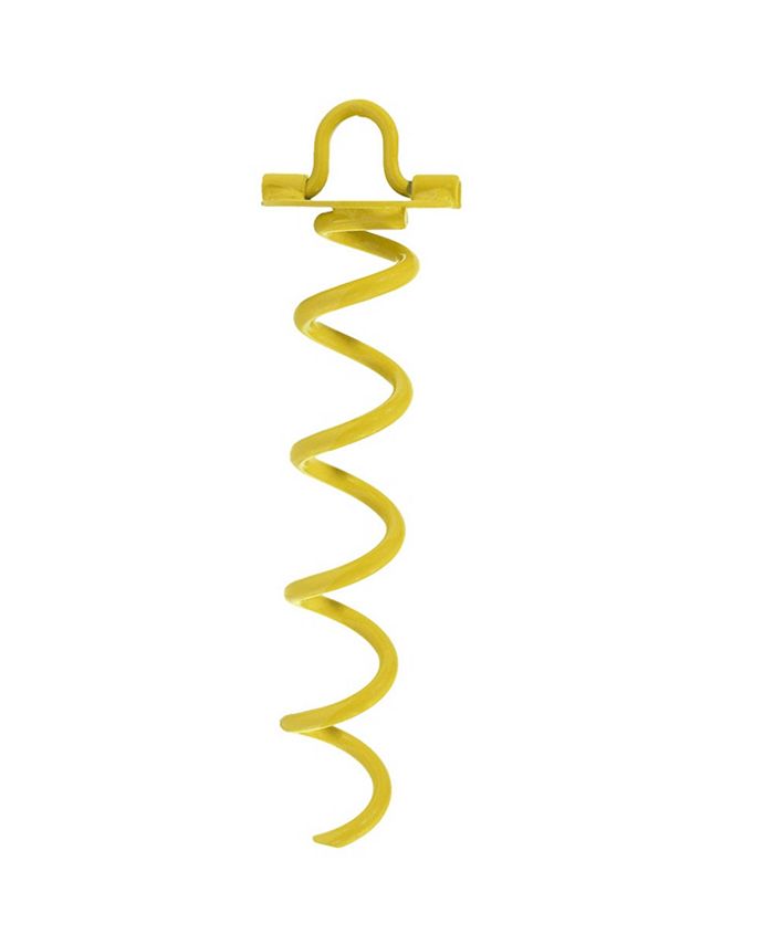 Sunnydaze Decor Yellow Powder-Coated Steel Spiral Anchor Stake Screw - 12 in - Intensery