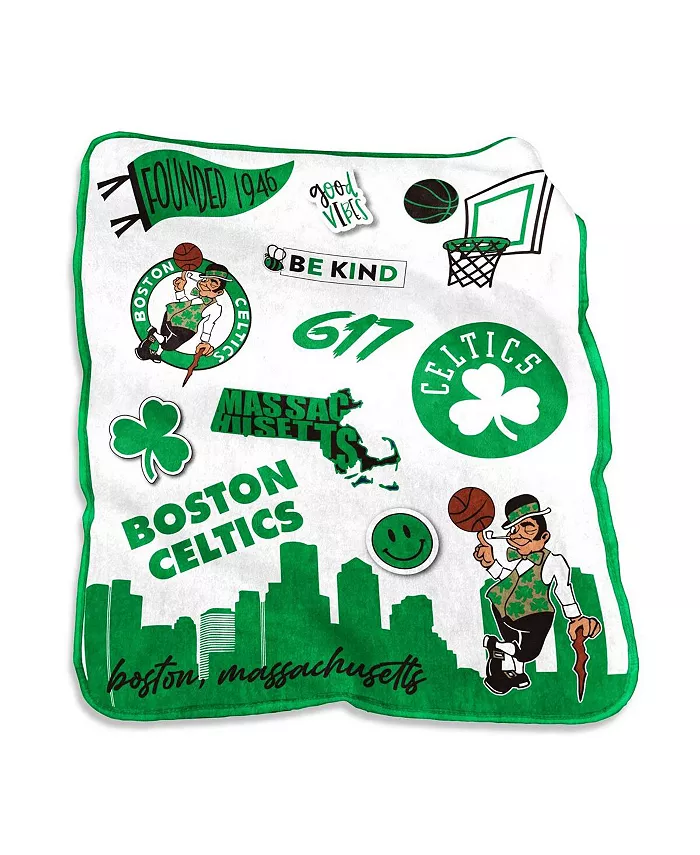Logo Brands Boston Celtics 50'' x 60'' Native Raschel Plush Throw Blanket - Intensery
