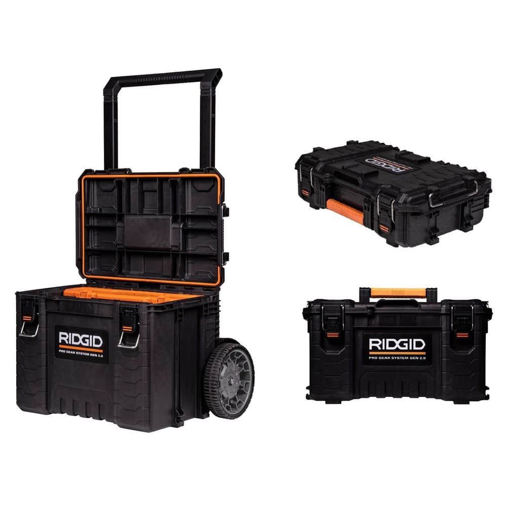 RIDGID 2.0 Pro 22 in. Gear System Rolling Tool Box and Tool Box and Tool Case 254065-254067-254069 - Intensery