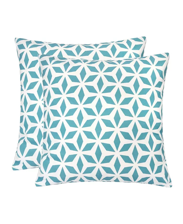 Homey Cozy Outdoor Pillow， Aqua Crystal Grid - Set of 2 - Intensery