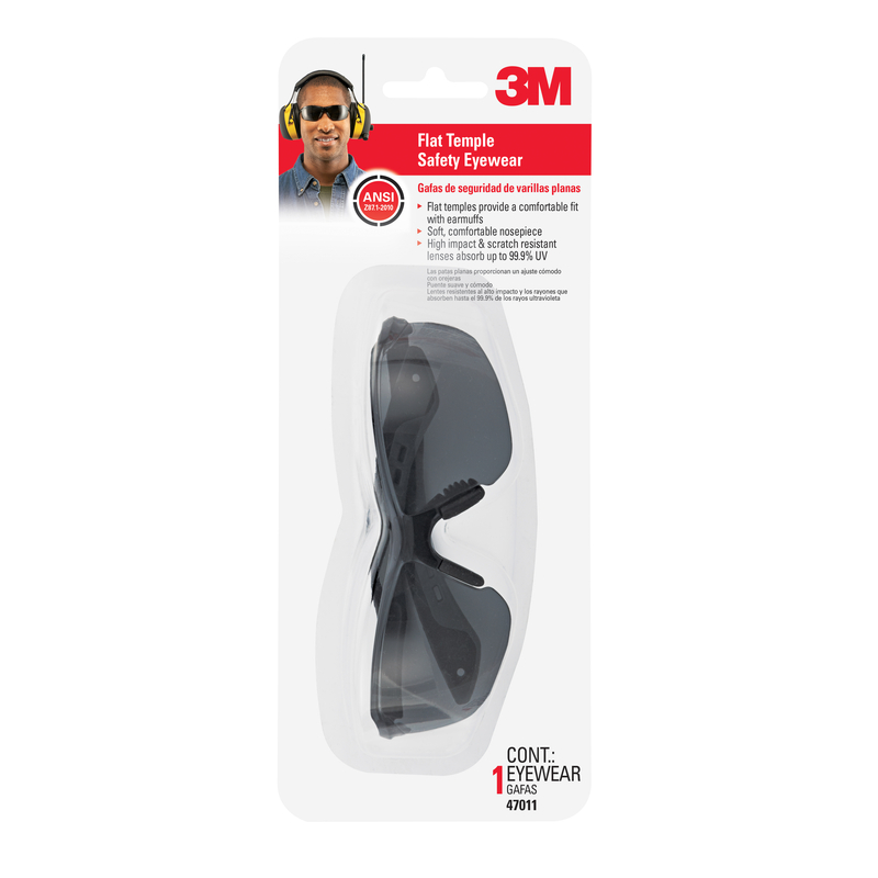 3M Safety Glasses Gray Lens Black/Gray Frame 1 pc - Intensery