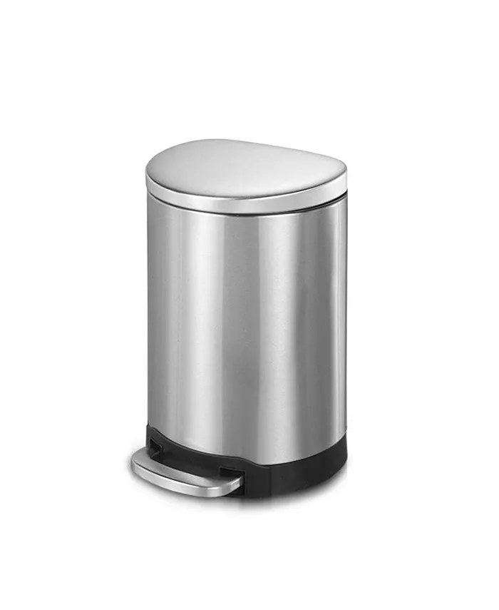 Mega Casa 3.2 Gal. 12 Liter Stainless Steel Semi-round Step-on Trash Can for Bathroom and Office - Intensery