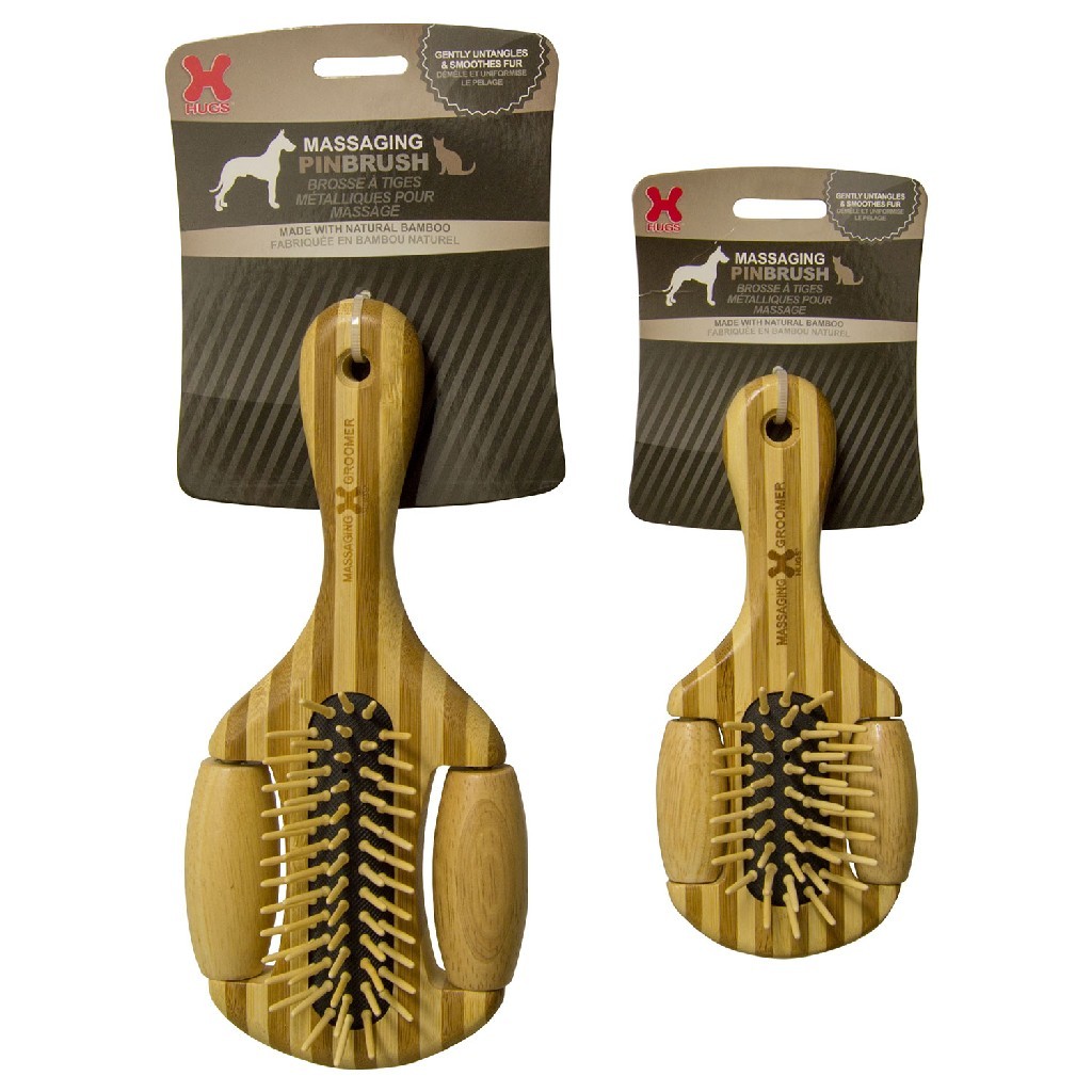 Hugs Pet Products Massaging Pet Pin Brush Large Brown 8.5