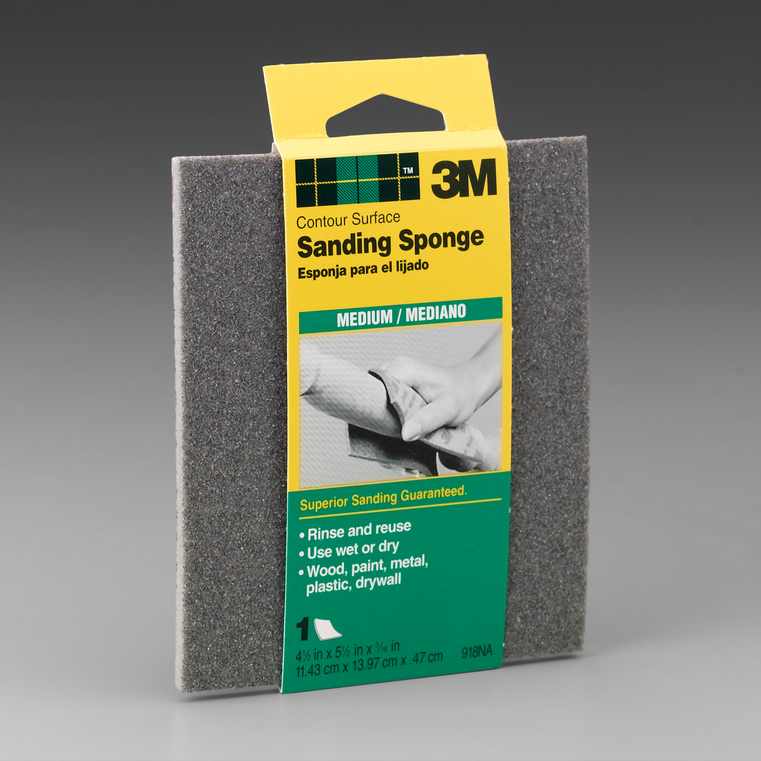 3M 5-1/2 in. L X 4-1/2 in. W X 3/16 in. Medium Contour Sanding Sponge - Intensery