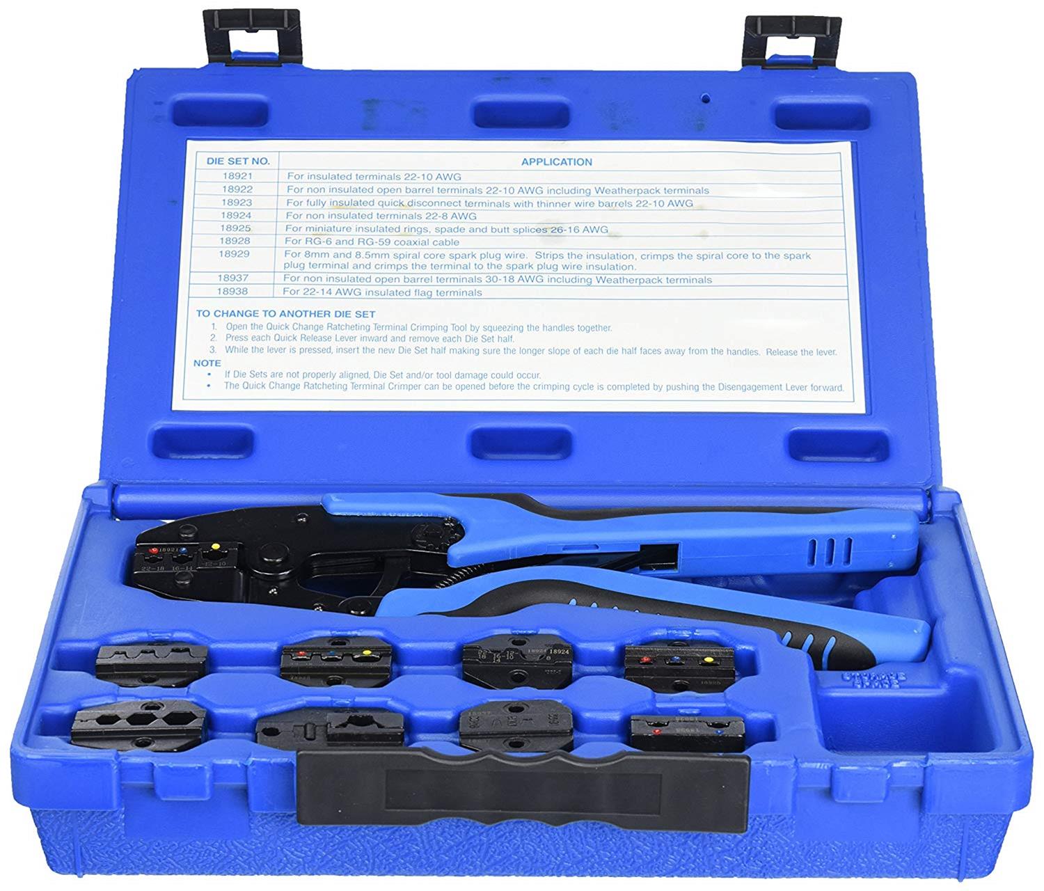 SandG Tool 18980 SandG Tool Aid 9-Die Quick-Change Ratcheting Crimping Kits - Intensery