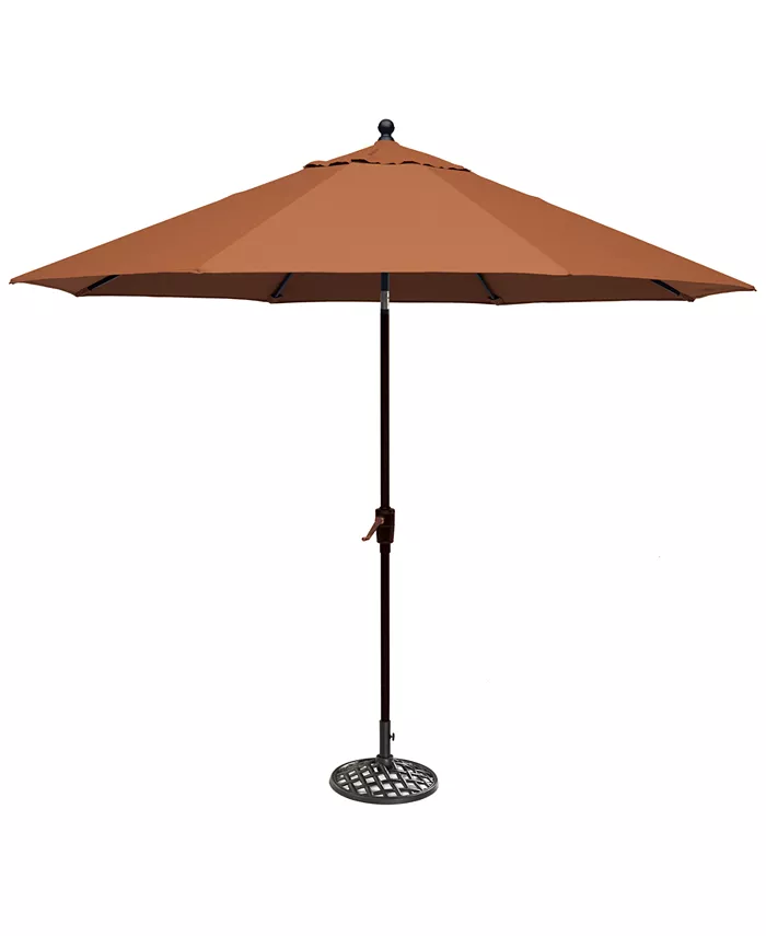 Agio Chateau Outdoor 11' Push Button Tilt Umbrella with Base， Created for Macy's - Intensery