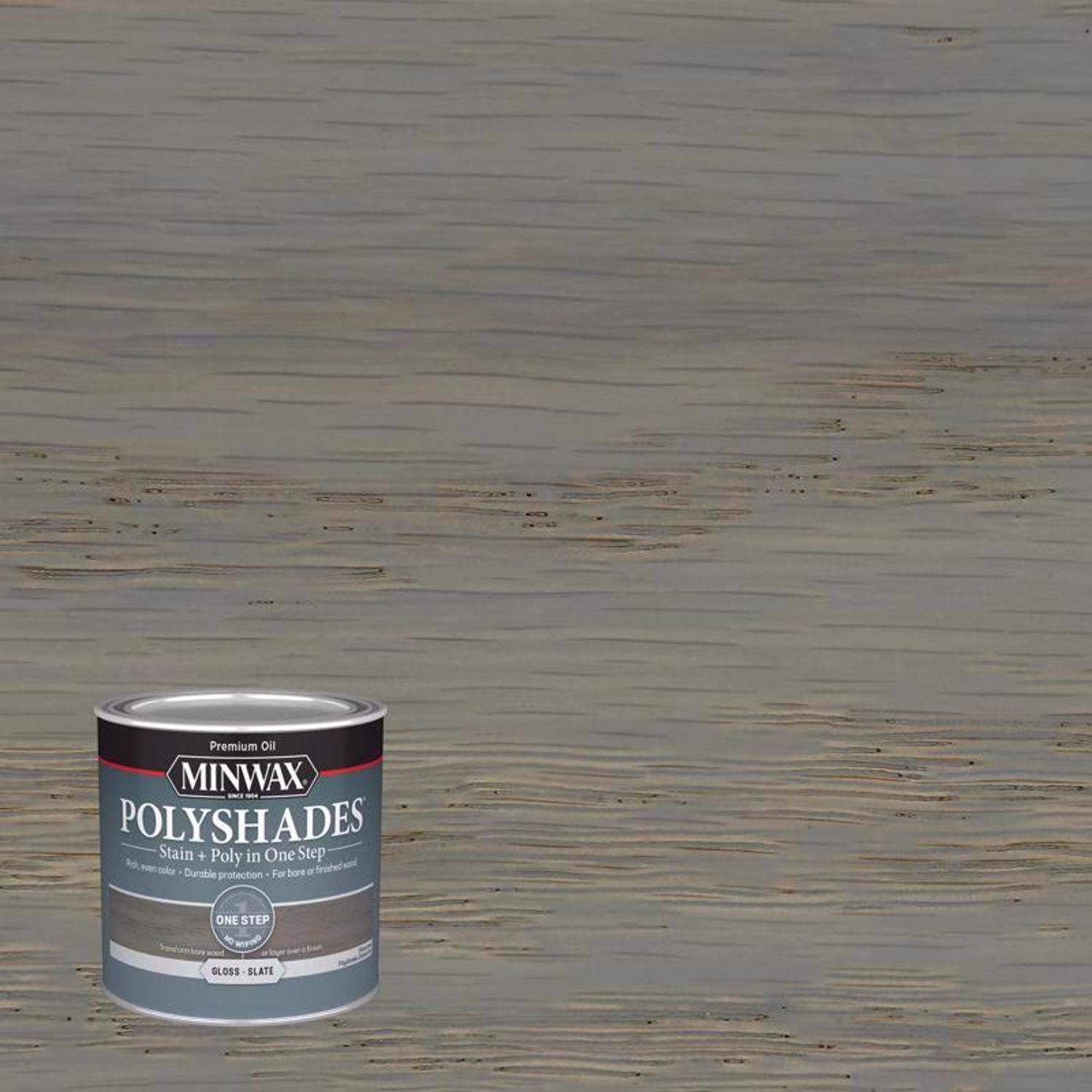 Minwax Polyshades Semi-Transparent Gloss Slate Oil-Based Stain/Polyurethane Finish 0.5 pt - Intensery