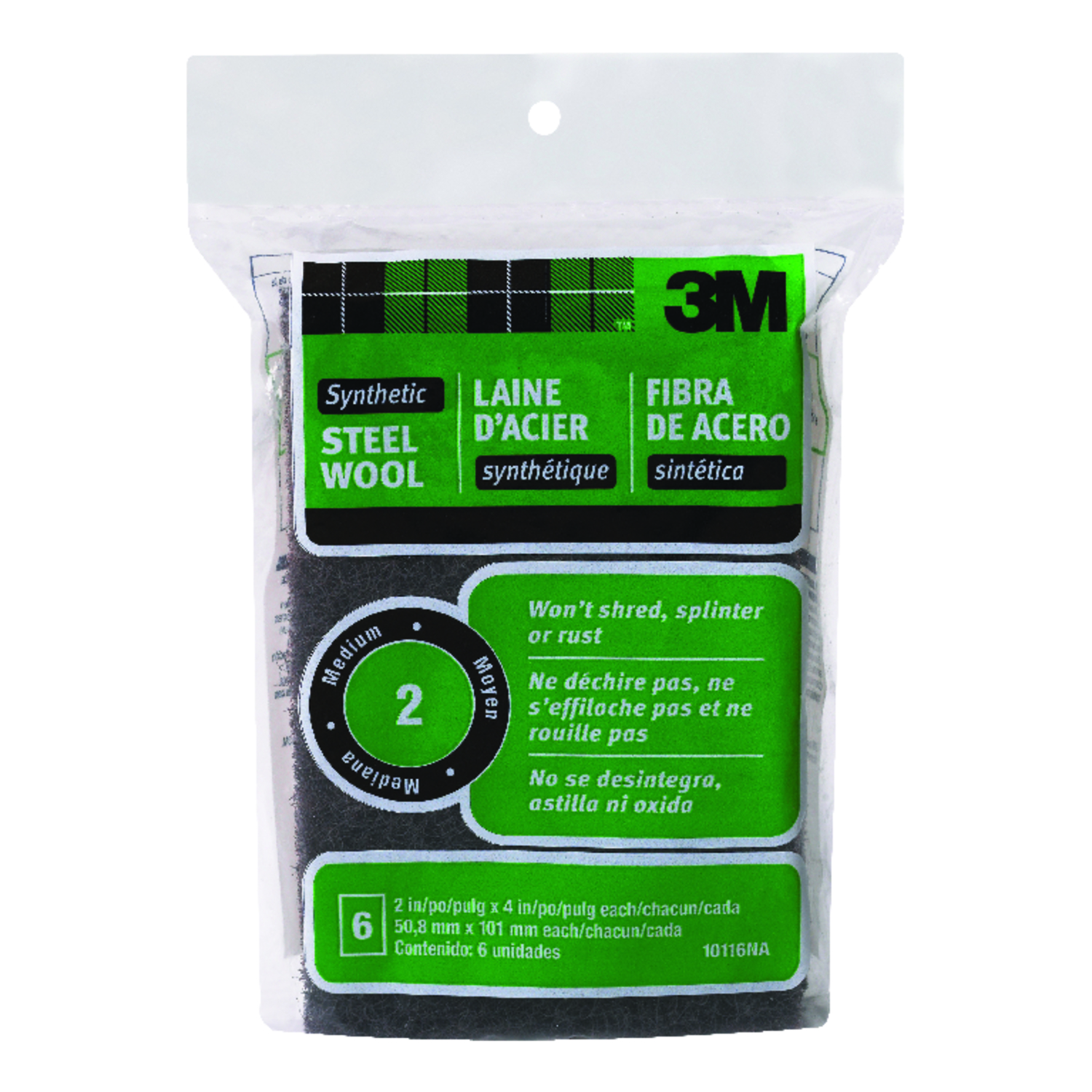 3M 2 Grade Medium Steel Wool Pad 6 pk - Intensery