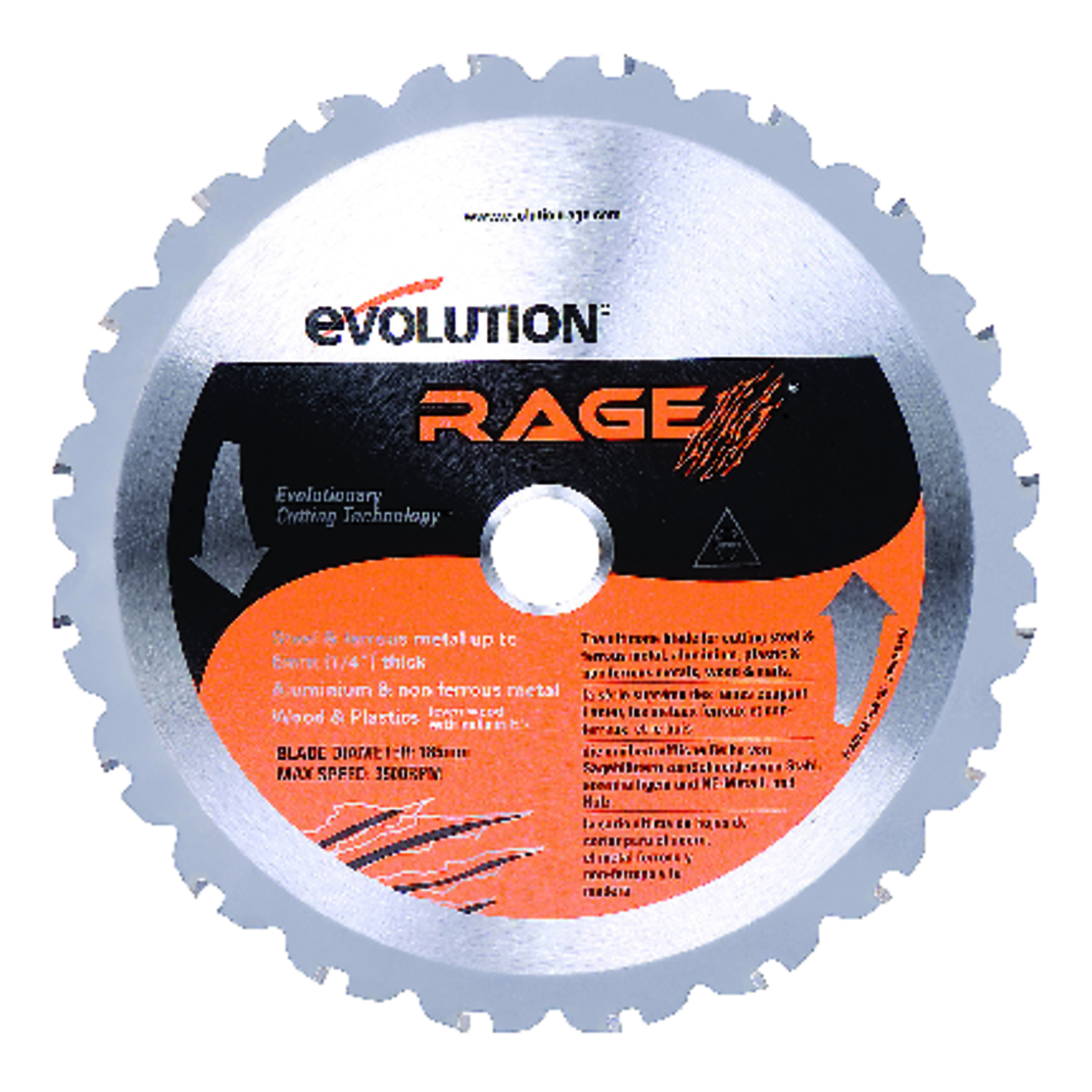 Evolution 7-1/4 in. D X 20 mm Rage Carbide Tip Steel Circular Saw Blade 20 teeth - Intensery