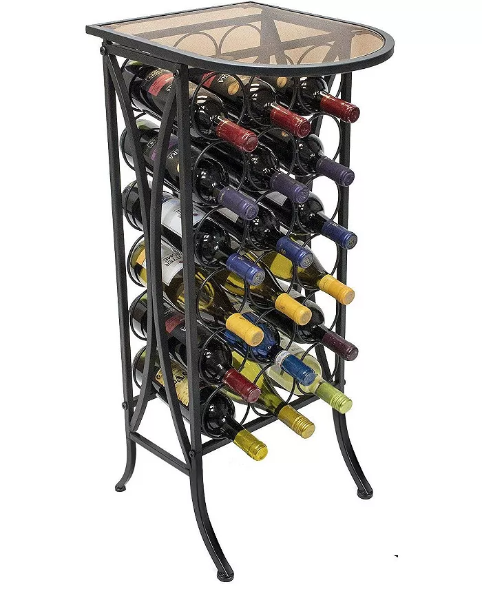 Sorbus Wine Rack Stand Glass Table Top - Intensery