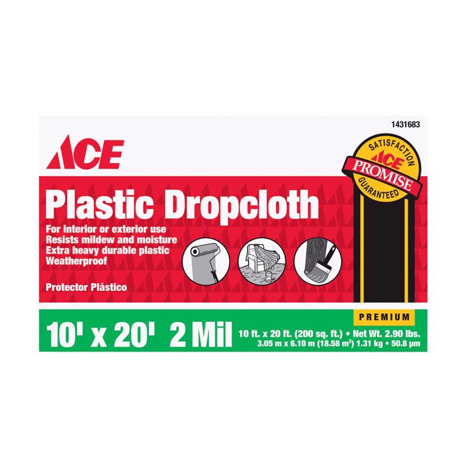 Ace 10 ft. W X 20 ft. L X 2 mil Professional Grade Plastic Drop Cloth 1 pk - Intensery