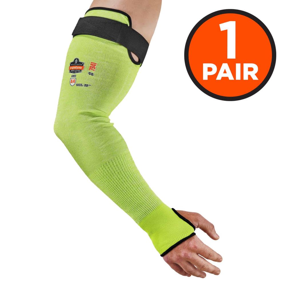 Ergodyne ProFlex 7941 PR Cut Resistant Arm Sleeve Pair 22 Lime - Intensery