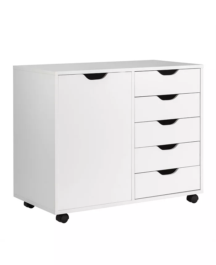 Costway 5-Drawer Dresser Chest Mobile Storage Cabinet - Intensery