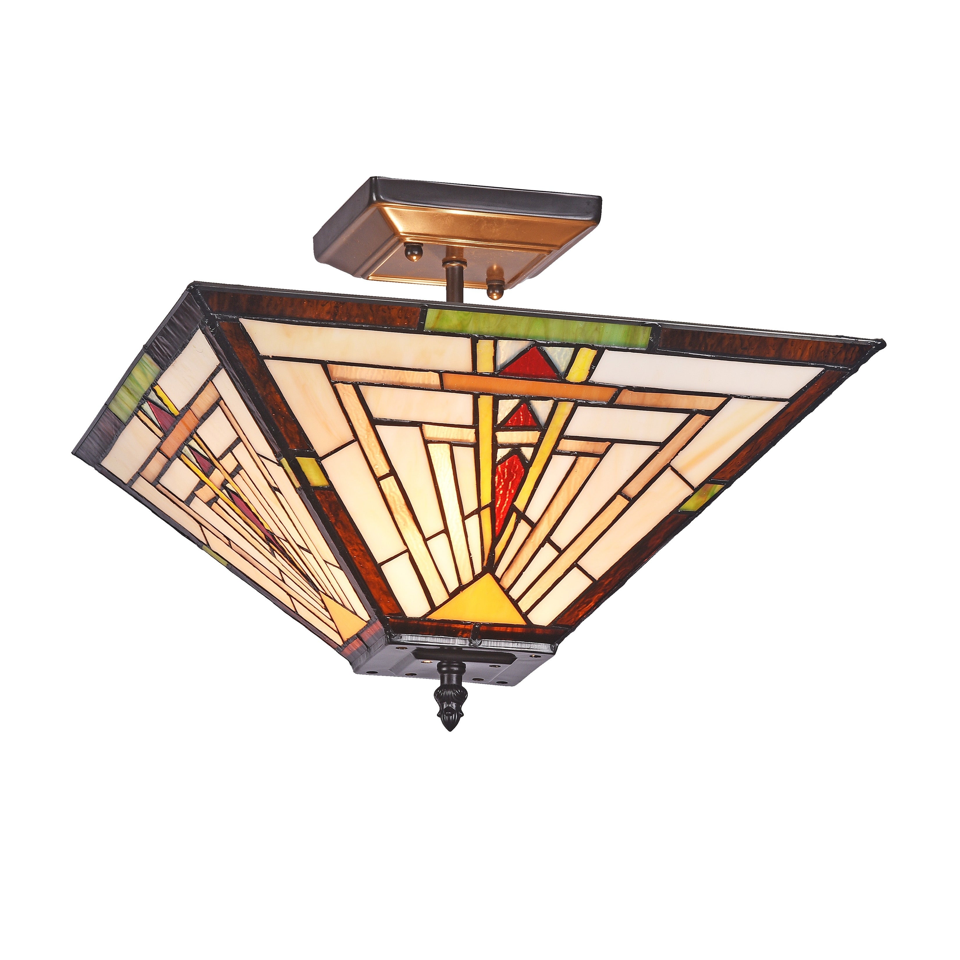 Tiffany Style 2-light Blackish Bronze Semi-Flush Mount - Intensery