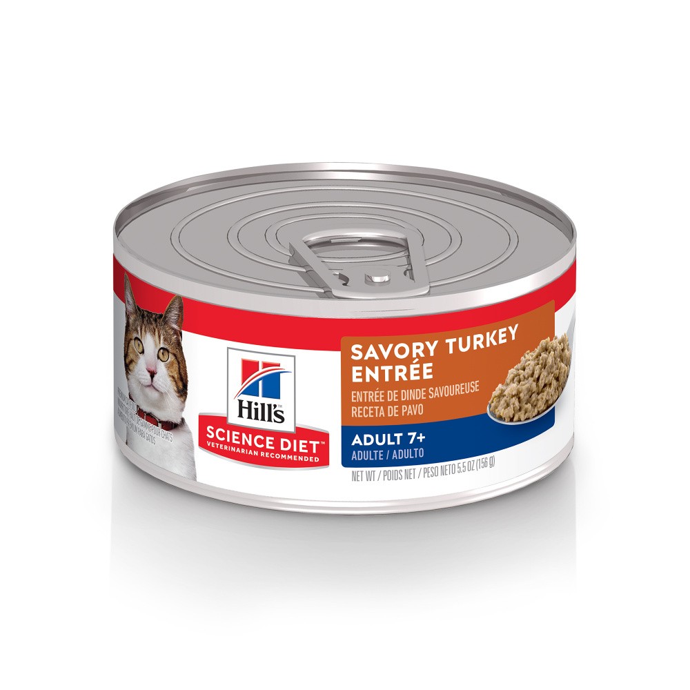 Hill's Science Diet Adult 7+ Savory Turkey Entree Canned Cat Food - 5.5 oz， case of 24 - Intensery