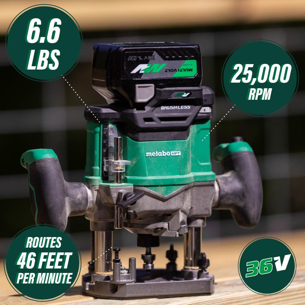 Metabo HPT 36V Cordless Plunge Router Kit 2 1/4 HP - Intensery