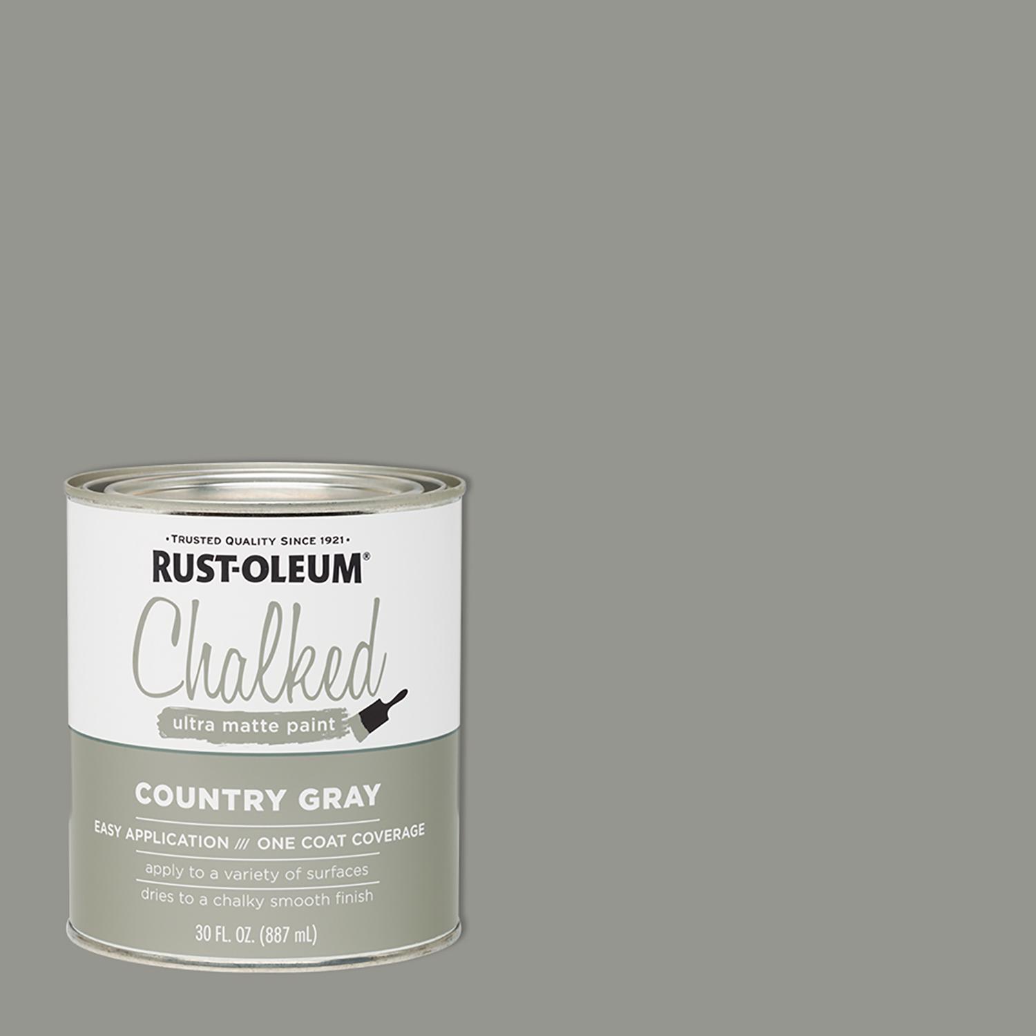 Rust-Oleum Chalked Ultra Matte Country Gray Water-Based Acrylic Chalk Paint 30 oz - Intensery
