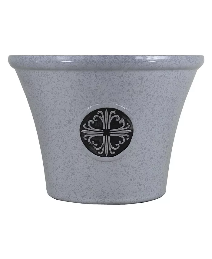Garden Elements Logo Large Plastic Modern Planter Gray 14.75 Inches - Intensery